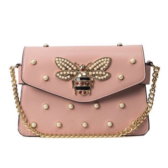 None Handbags - Blush pink BEE & pearls purse shoulder bag